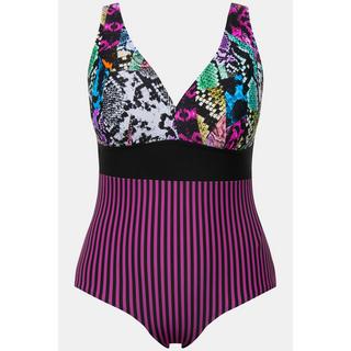 Ulla Popken Maillot de bain mélange d'imprimés bonnets souples  