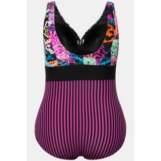 Ulla Popken Maillot de bain mélange d'imprimés bonnets souples  