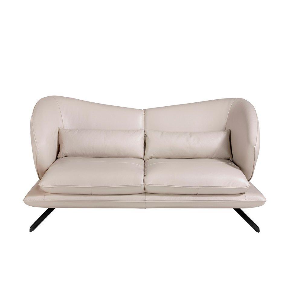 ANGEL CERDA 2-Sitzer-Sofa in Leder und Zierkissen  