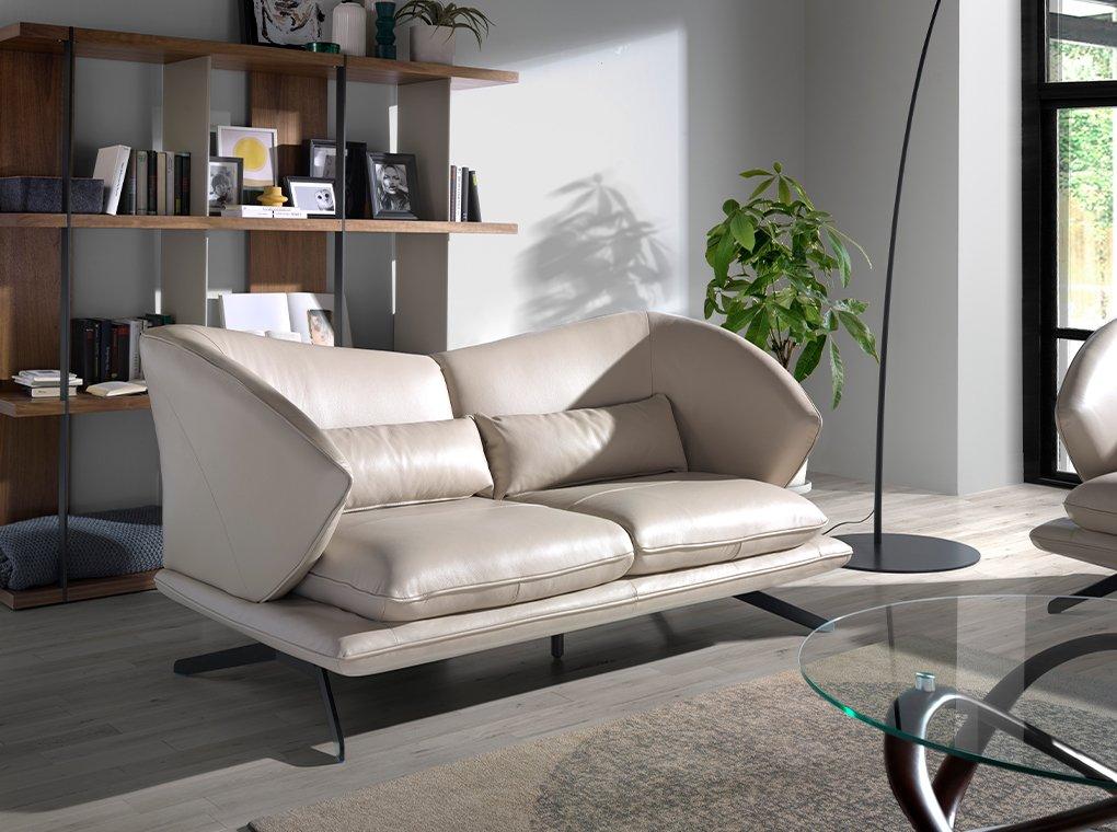 ANGEL CERDA Divano a 2 posti in pelle grigio taupe  