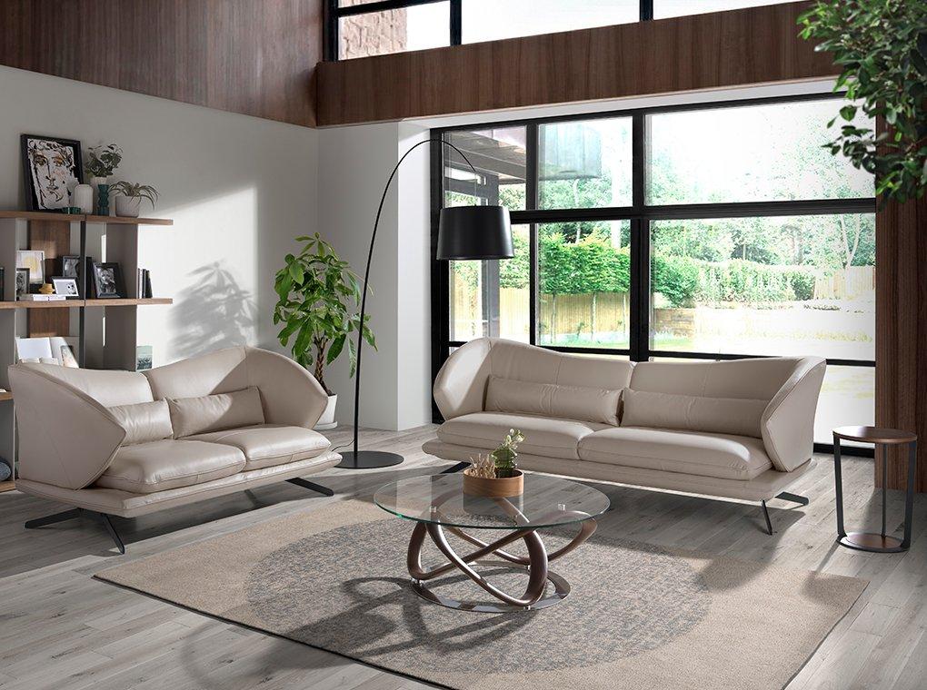 ANGEL CERDA Divano a 2 posti in pelle grigio taupe  