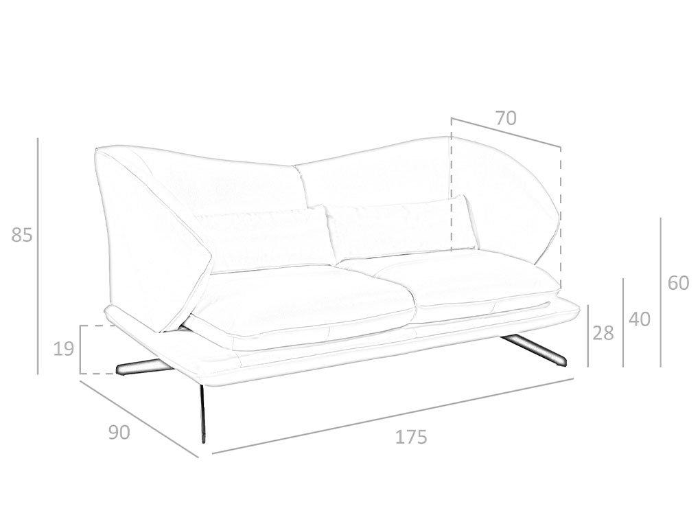 ANGEL CERDA 2-Sitzer-Sofa in Leder und Zierkissen  