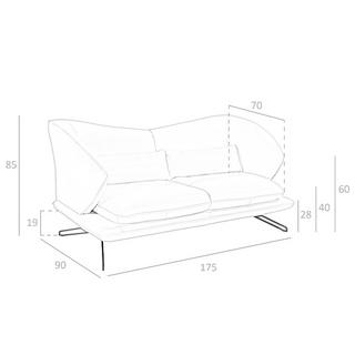 ANGEL CERDA 2-Sitzer-Sofa in Leder und Zierkissen  