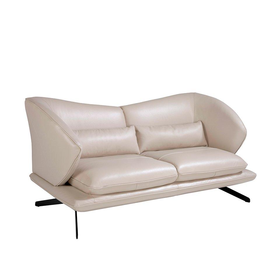 ANGEL CERDA 2-Sitzer-Sofa in Leder und Zierkissen  