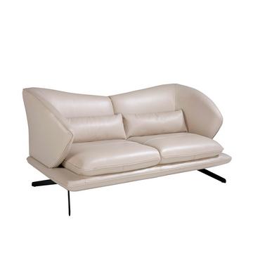 2-Sitzer-Sofa in Leder und Zierkissen