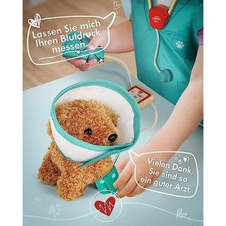 Activity-board  Étui de médecin pour enfants en bois, jouet vétérinaire pour enfants avec modèle de chien, étui de médecin pour enfants avec manteau et chapeau de médecin, étui de vétérinaire pour jeu de rôle pour enfants 