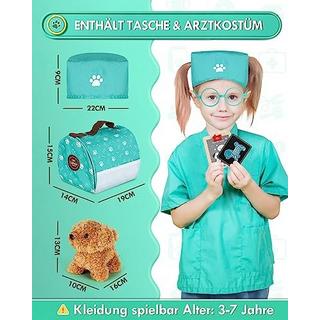 Activity-board  Arztkoffer Kinder Holz, Tierarzt Spielzeug Kinder mit Hund Modell, Arztkoffer Kinder mit Arztkittel 