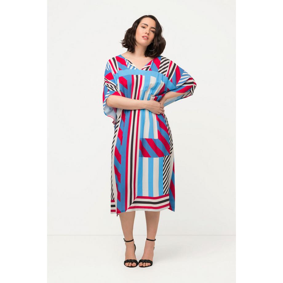 Ulla Popken Abito Midi Oversize Grafico Girocollo Mezza Manica  