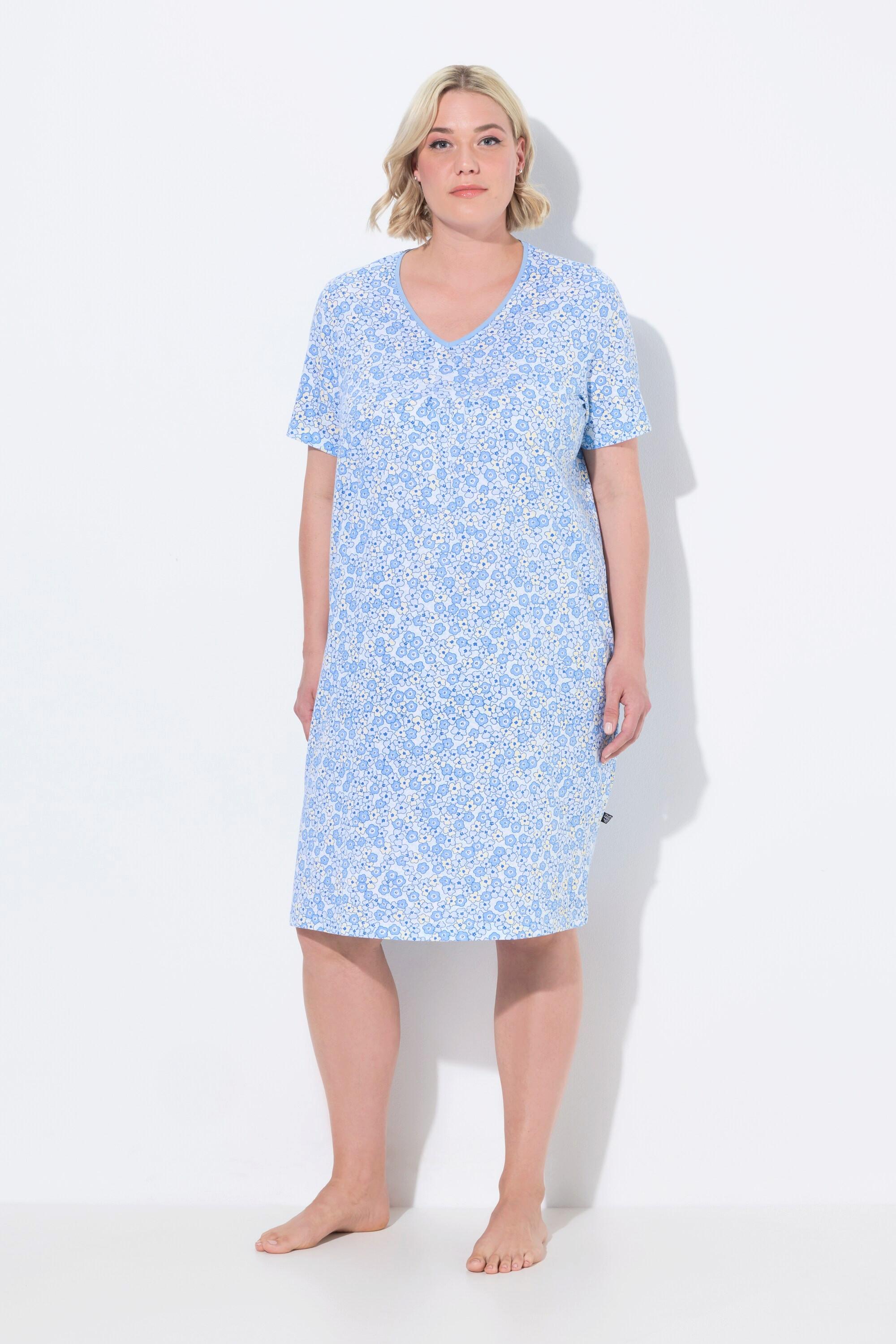 Ulla Popken Bigshirts Confezione da 2 Tinta Unita Stampa Scollo a V Mezza Manica  