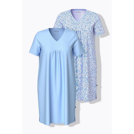 Ulla Popken Bigshirts Confezione da 2 Tinta Unita Stampa Scollo a V Mezza Manica  