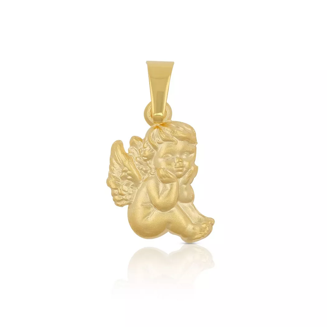 MUAU Schmuck - Engel Anhänger Gelbgold 750, 19x10mm, One Size