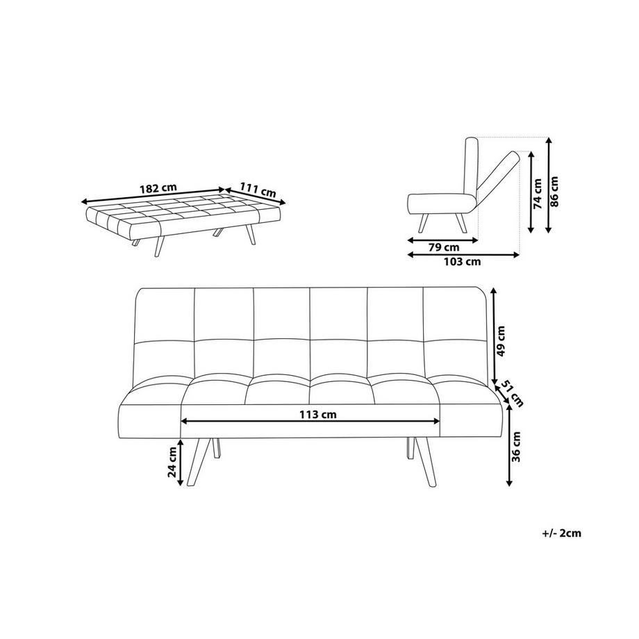Beliani Divano letto en Bouclé Retrò INGARO  