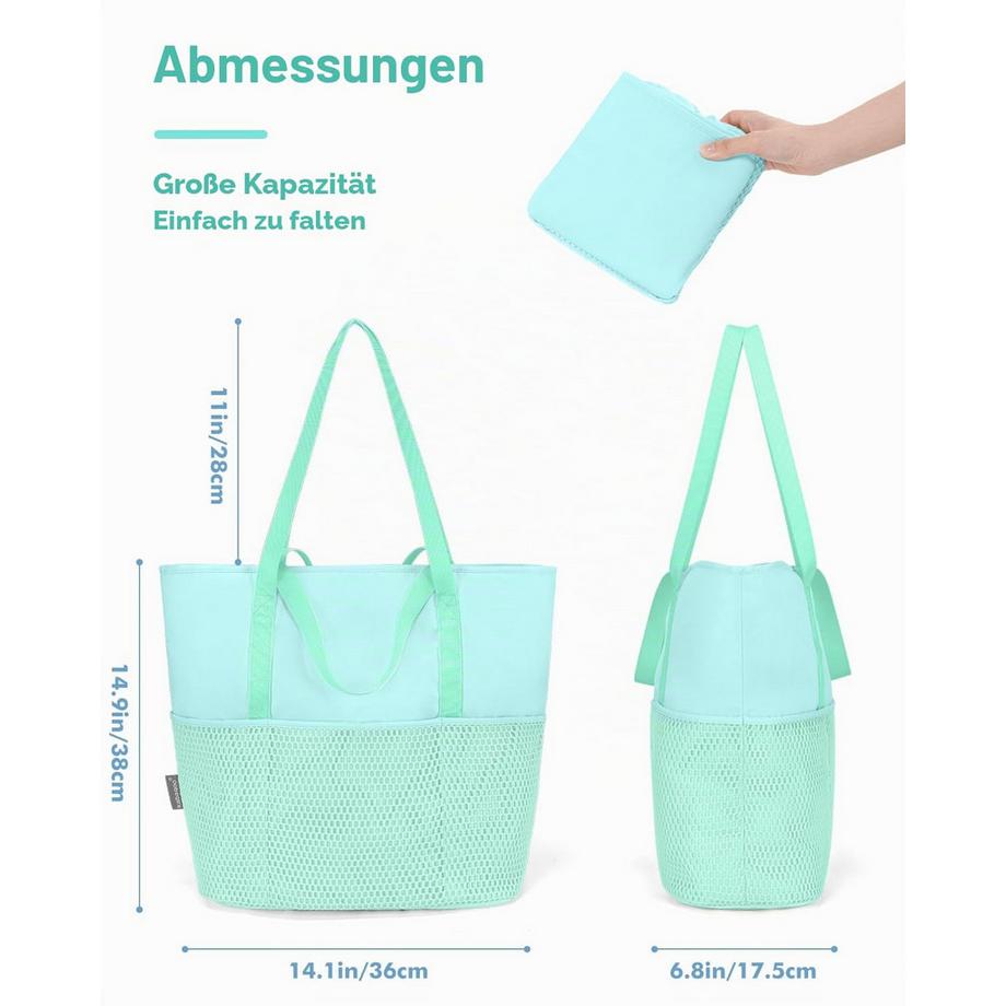 Only-bags.store Borsa da Spiaggia con Cerniera e Tasche a Rete  