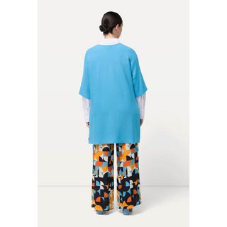 Ulla Popken  Pull, côtés ouverts, oversized, col rond, manches 3/4 