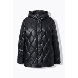 Ulla Popken Veste matelassée similicuir surpiqûre en vagues fermeture à glissière à double sens  