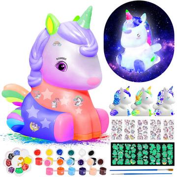 Bastelset Kinder Einhorn Lampe Malset, Kreativset für Kinder