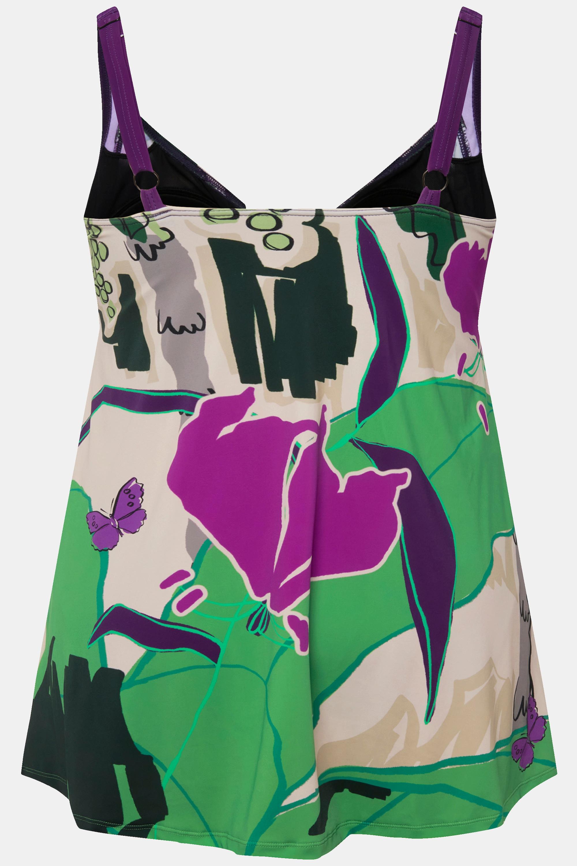 Ulla Popken Robe de Bain Imprimé Palmiers Bonnets Souples  