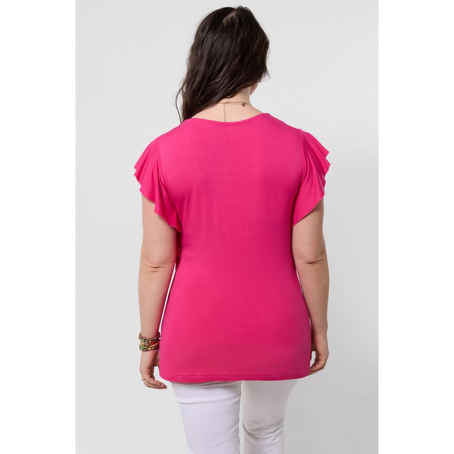 Joe Browns Blouse en Jersey Brodé avec Détail Noué et Manches à Volants  