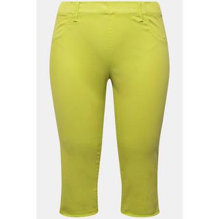 Ulla Popken  Pantaloni Capri a 7/8 modello Sienna in tessuto elasticizzato con orli sfrangiati e taglio della gamba aderente 