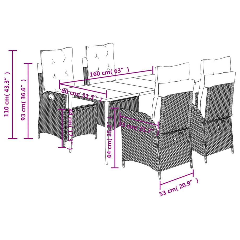VidaXL Garten essgruppe poly-rattan  