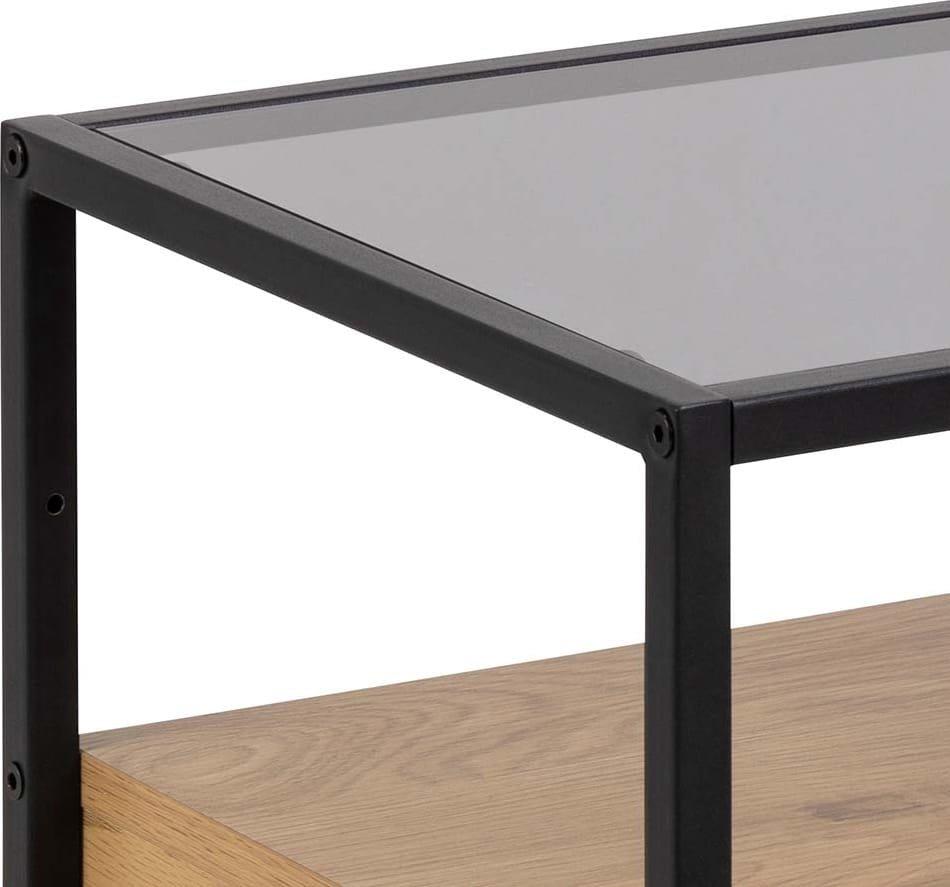 mutoni Table de chevet Herford métal noir, marron  