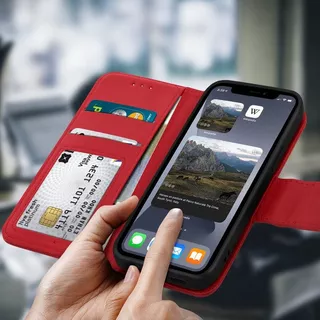 Avizar  Leder Hülle iPhone 12 Mini Rot 