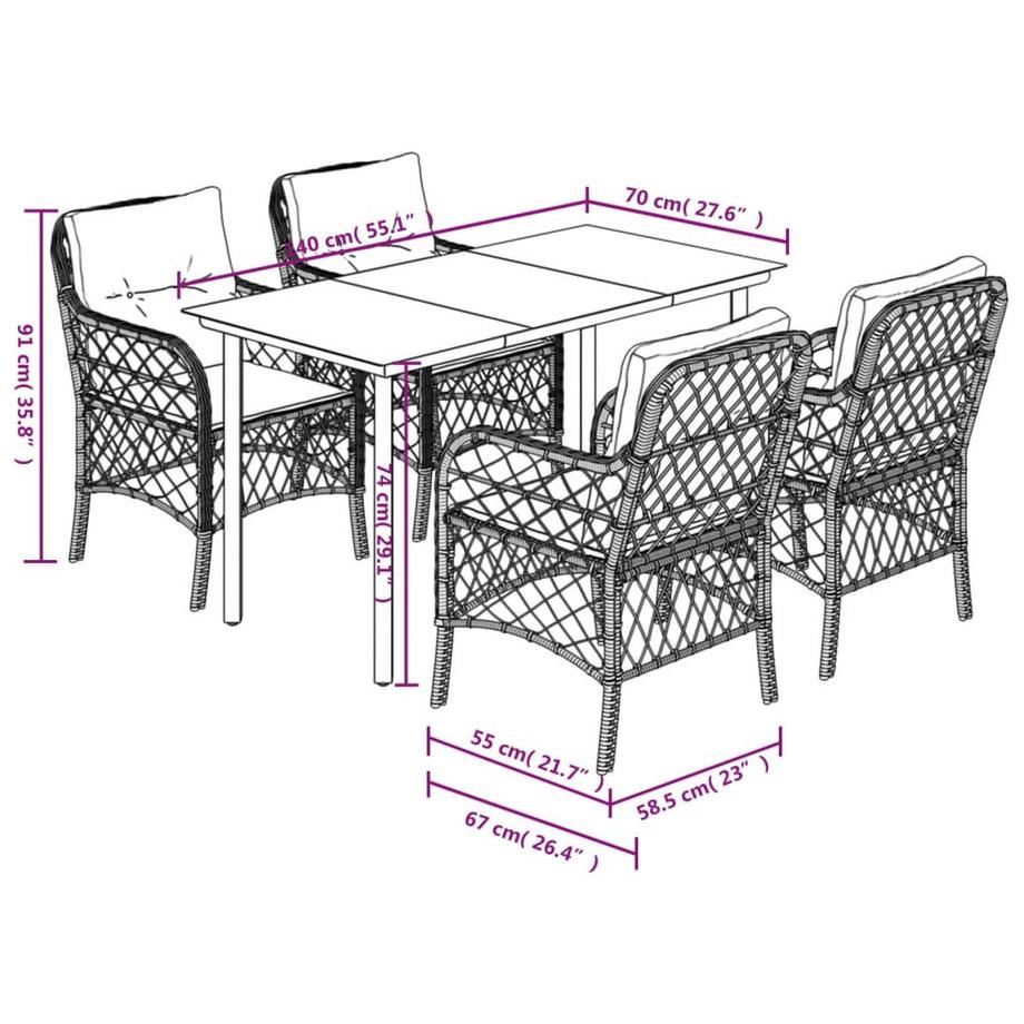 VidaXL Garten essgruppe poly-rattan  