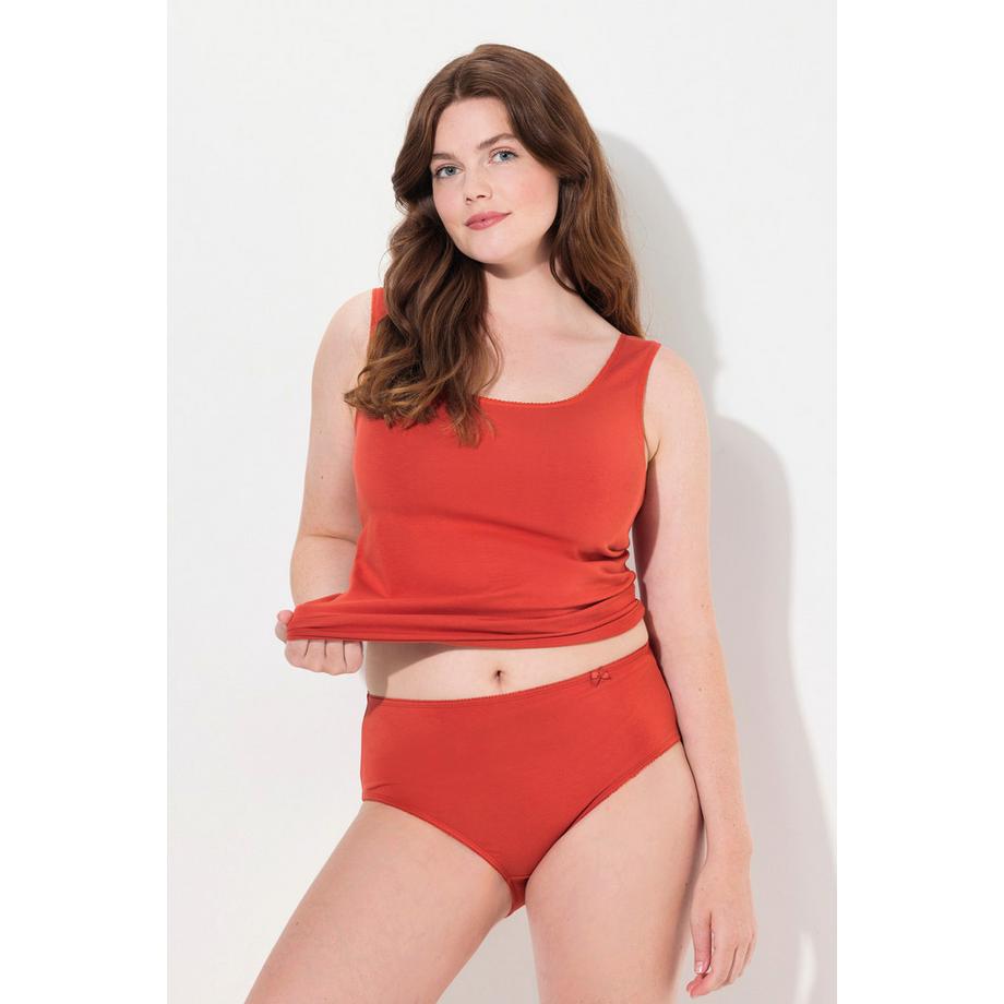 Ulla Popken Unterhemd Zierkanten Rundhals Biobaumwolle  