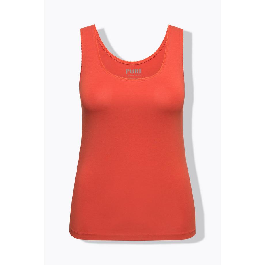 Ulla Popken Unterhemd Zierkanten Rundhals Biobaumwolle  