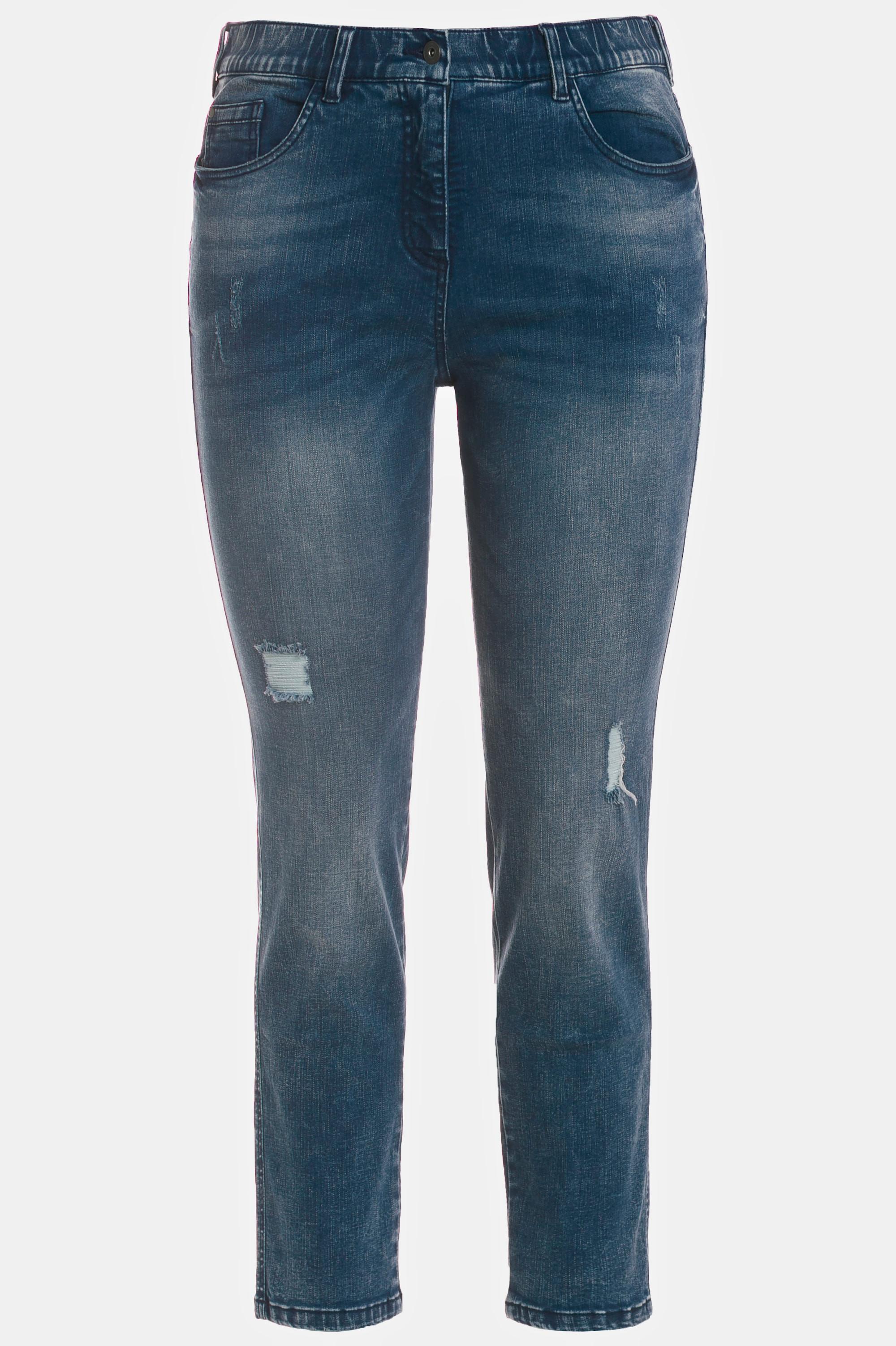 Ulla Popken  Boyfriend-Jeans, Destroy-Effekte, 5-Pocket-Form 