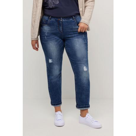 Ulla Popken  Boyfriend-Jeans, Destroy-Effekte, 5-Pocket-Form 