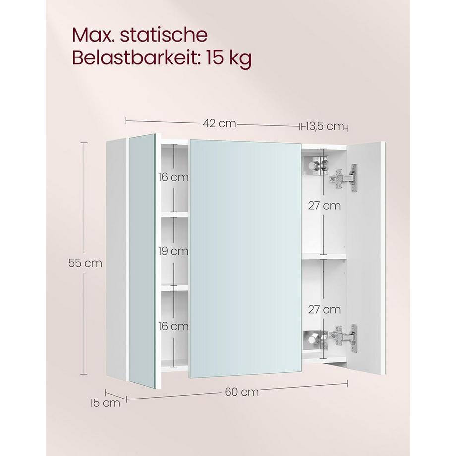 Songmics Spiegelschrank Badezimmerschrank mit Türen  