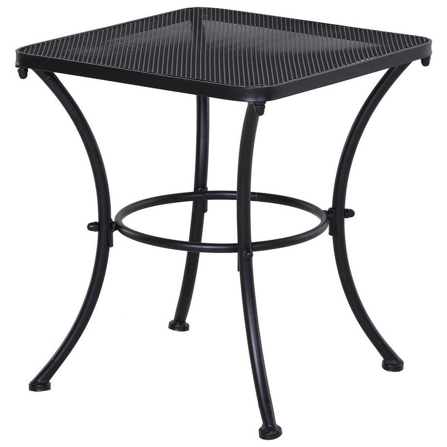 Beistelltisch Schwarzer Gartentisch, Balkontisch, Kaffeetisch Aus Metall Für Terrasse, 45X45X50Cm