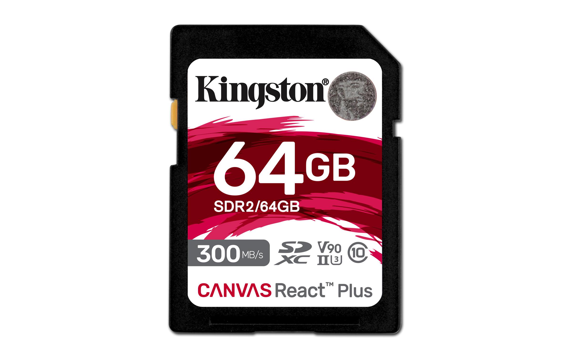 KINGSTON TECHNOLOGY  Kingston Technology 64GB Canvas React Plus SDXC UHS-II 300R/260W U3 V90 for Full HD/4K/8K 