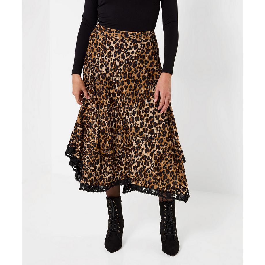 Joe Browns Maxirock im Leoparden-Print mit Spitzensaum  