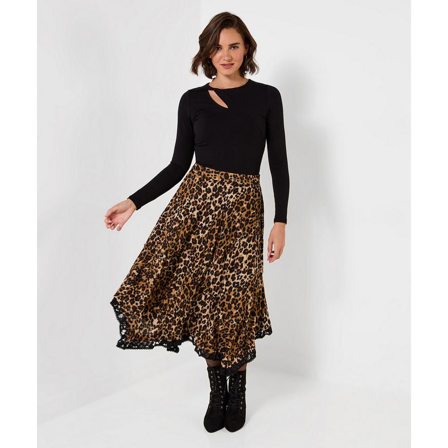 Joe Browns Maxirock im Leoparden-Print mit Spitzensaum  