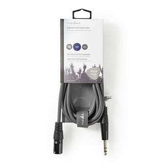 Nedis  Câble audio symétrique | XLR 3 broches mâle | 6,35 mm mâle | nickelé | 3,00 m | rond | PVC | gris foncé | gaine en carton 
