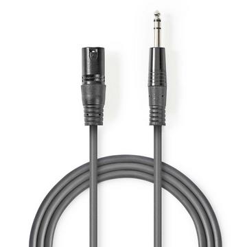 Câble audio symétrique | XLR 3 broches mâle | 6,35 mm mâle | nickelé | 3,00 m | rond | PVC | gris foncé | gaine en carton