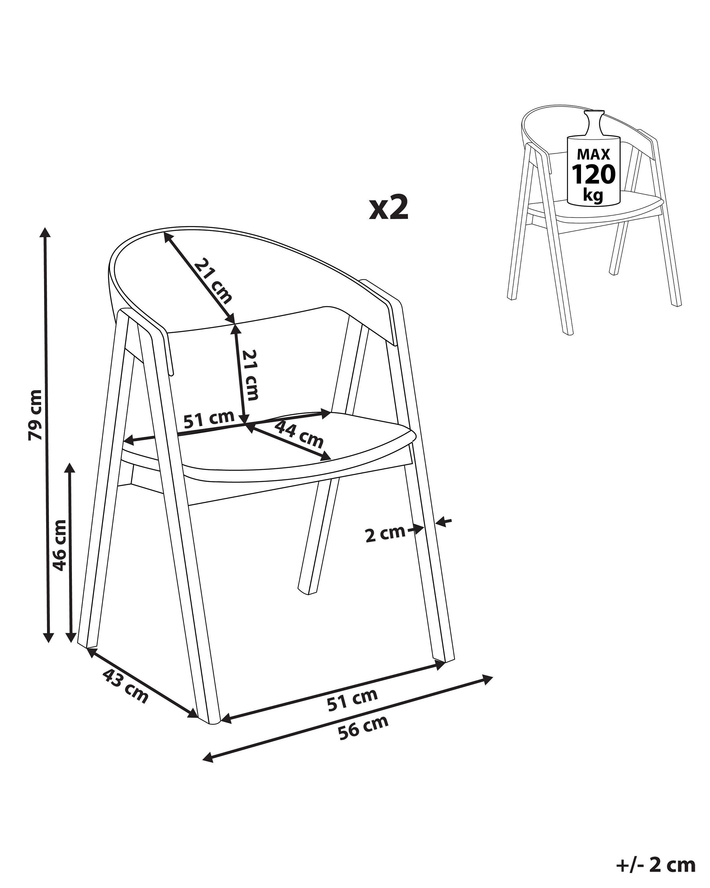 Beliani Lot de 2 chaises en Polyester Rétro YUBA  