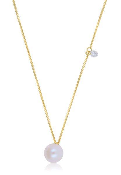 MUAU Schmuck  Collier or jaune 750 perle d'Akoya 5.5-6mm diamant 0.06ct. 