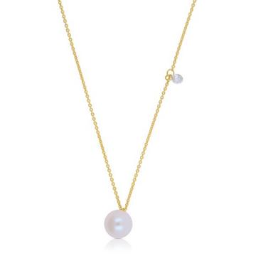 Collier Gelbgold 750 Akoya Perle 5.5-6mm Brillant 0.06ct.