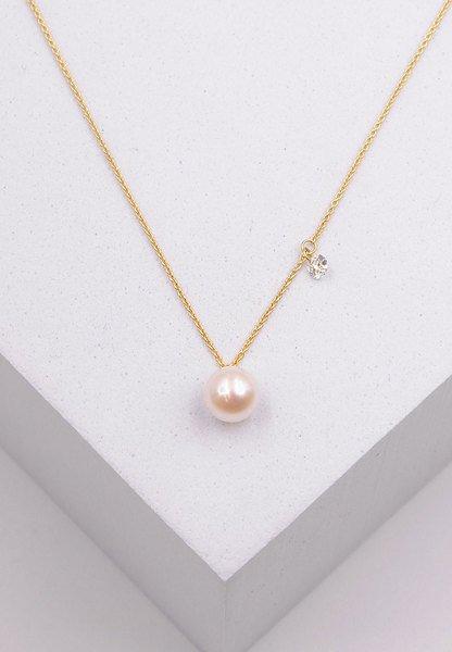 MUAU Schmuck  Collier Gelbgold 750 Akoya Perle 5.5-6mm Brillant 0.06ct. 