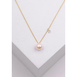 MUAU Schmuck  Collier Gelbgold 750 Akoya Perle 5.5-6mm Brillant 0.06ct. 