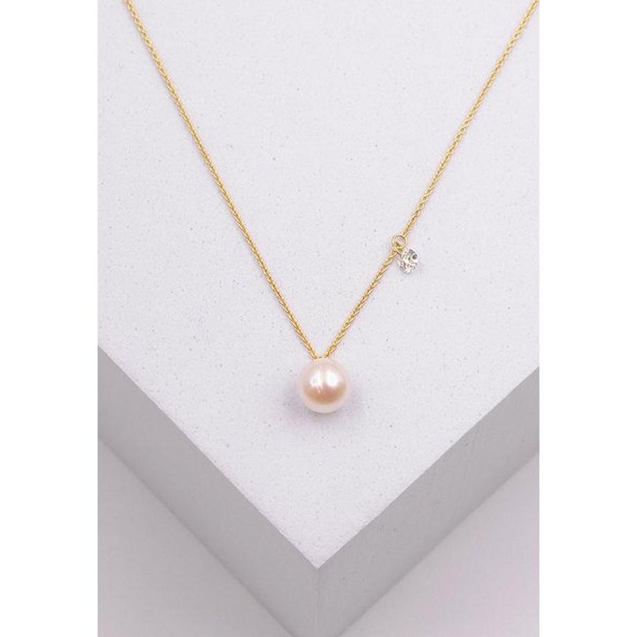 MUAU Schmuck  Collier Gelbgold 750 Akoya Perle 5.5-6mm Brillant 0.06ct. 