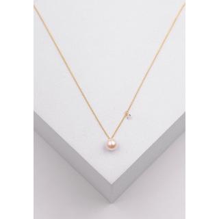 MUAU Schmuck  Collier Gelbgold 750 Akoya Perle 5.5-6mm Brillant 0.06ct. 