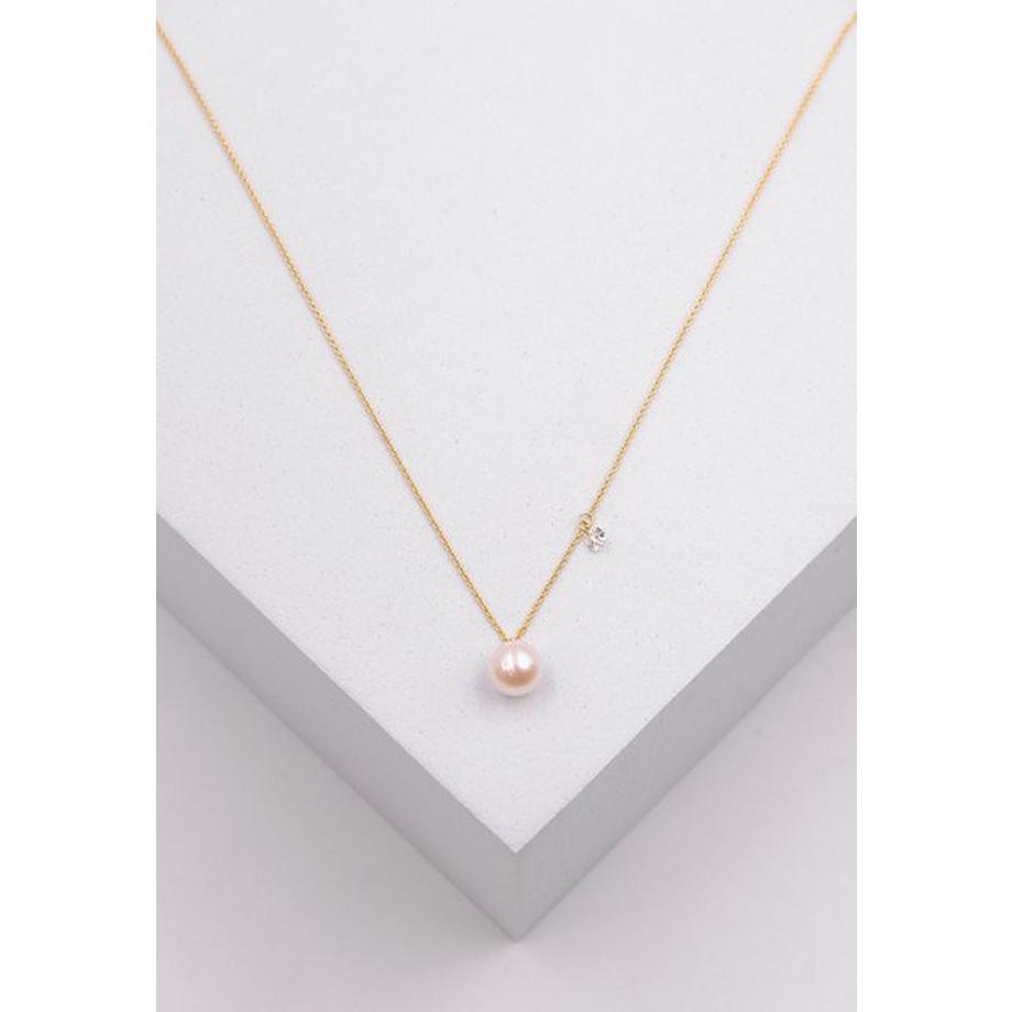 MUAU Schmuck  Collier Gelbgold 750 Akoya Perle 5.5-6mm Brillant 0.06ct. 