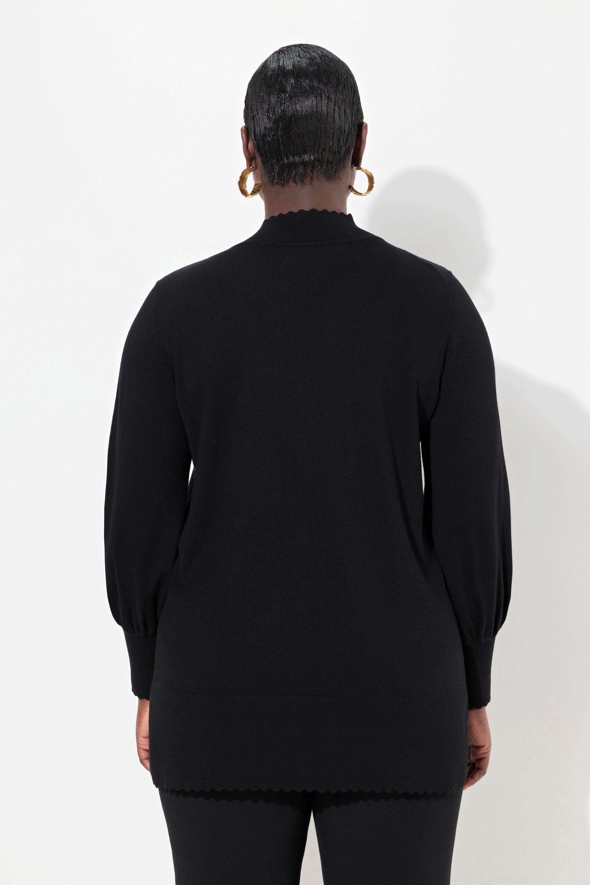 Ulla Popken Maglione Orlo a Cappette Collo Alto Maniche Lunghe  