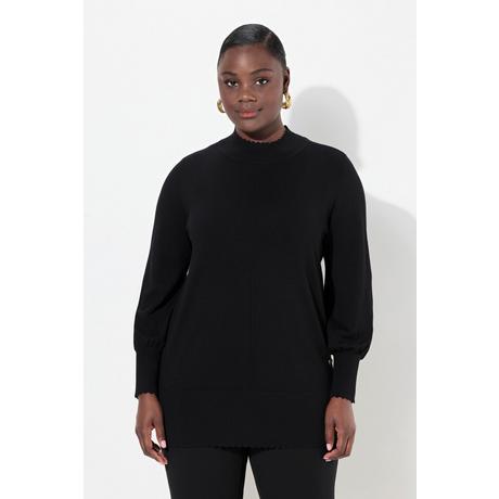 Ulla Popken Maglione Orlo a Cappette Collo Alto Maniche Lunghe  