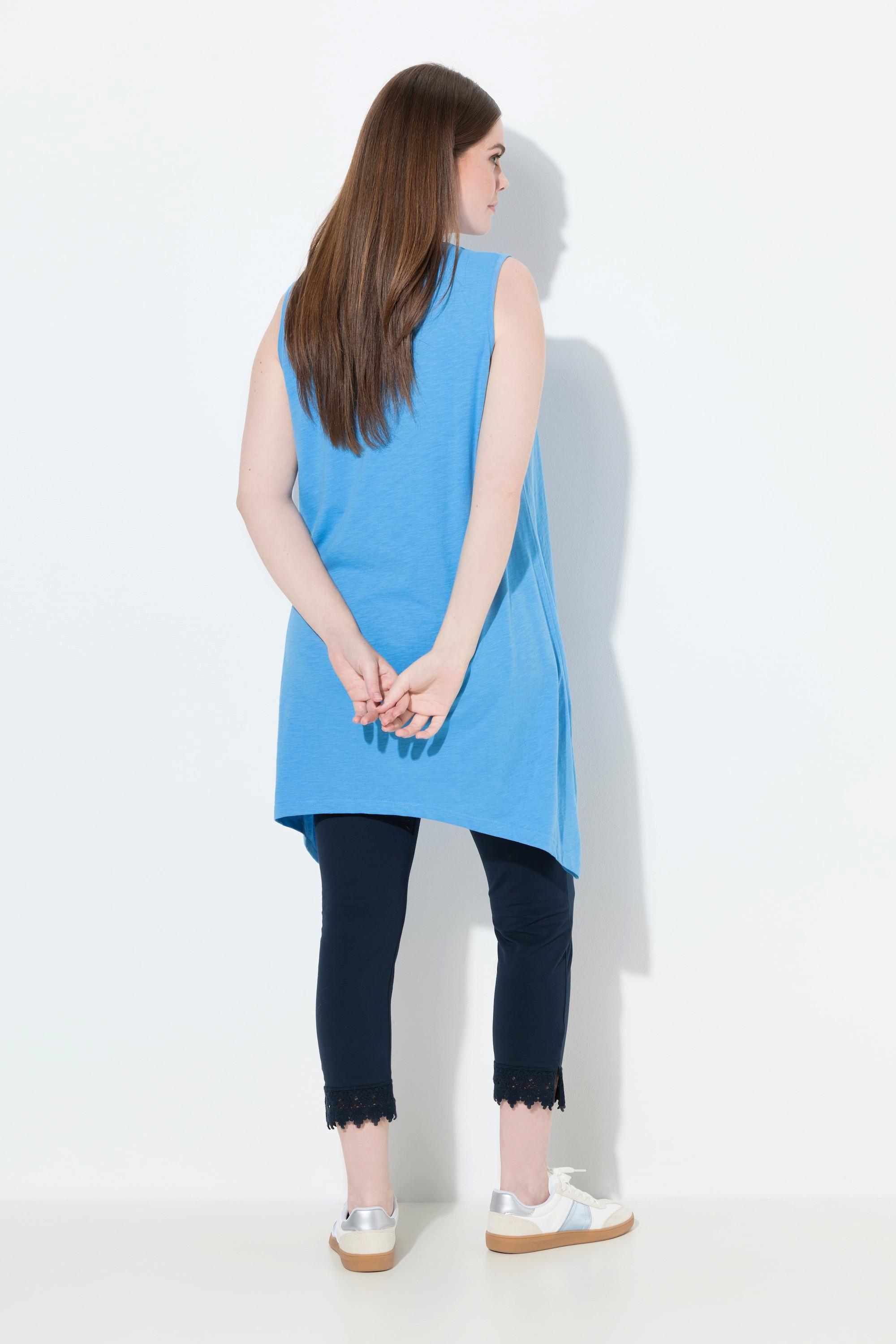 Ulla Popken Longtop Zipfelsaum A-Linie V-Ausschnitt Biobaumwolle  