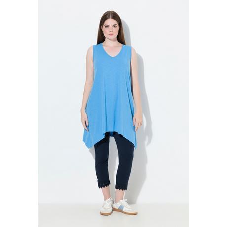 Ulla Popken Longtop Zipfelsaum A-Linie V-Ausschnitt Biobaumwolle  